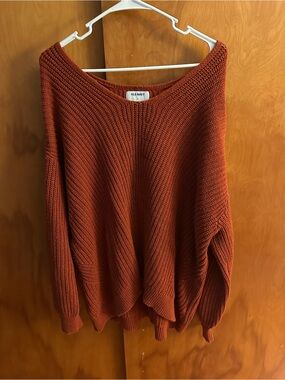 Old Navy Off-the-Shoulder Rust-Orange Knit Sweater
